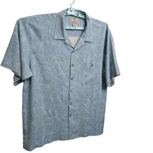 Luau Limited Edition Hawaiian 100% Silk Button Up Shirt Mens XL Blue Palm Trees